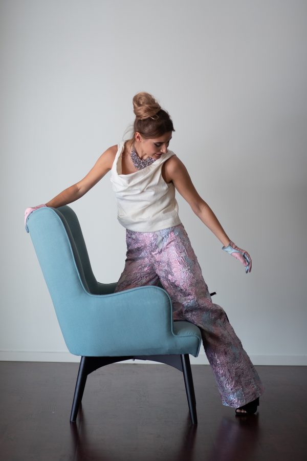Pink Floral Brocade Pants