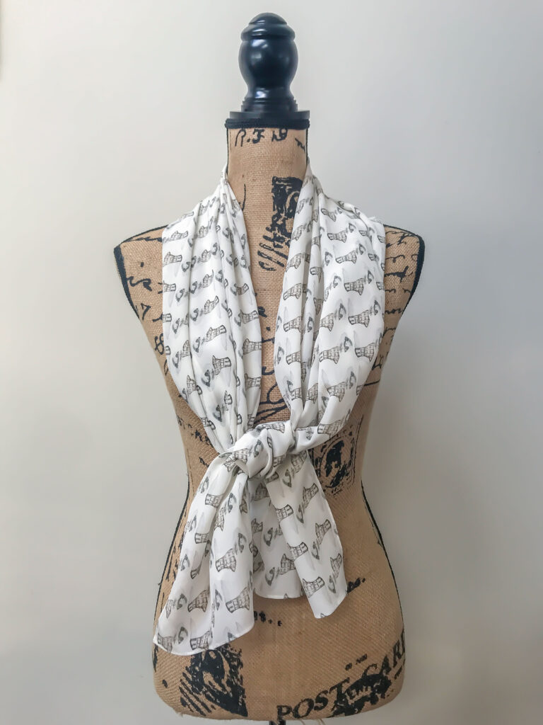 Brown and ivory silk scarf