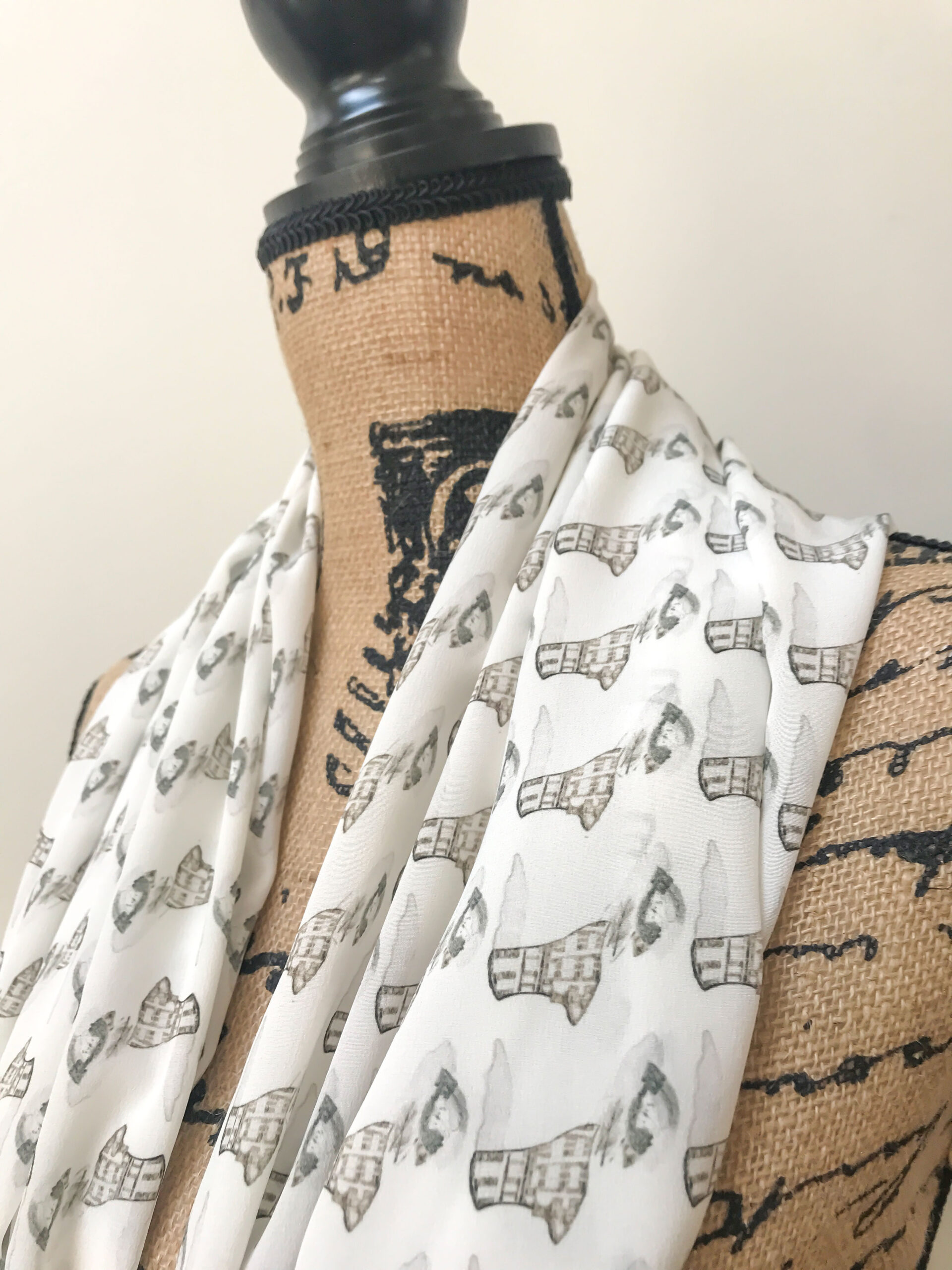 Brown and ivory silk scarf