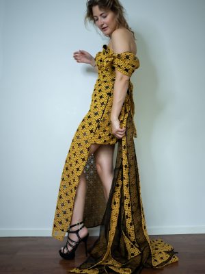 Roma Style Black and Yellow Gala Dress